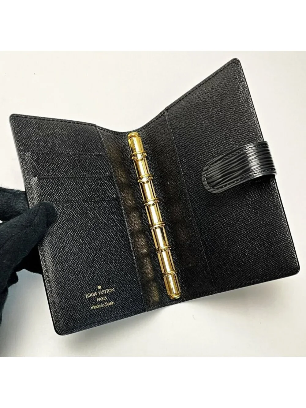 Louis Vuitton Epi Agenda PM Black Notebook Cover Gold Hardware